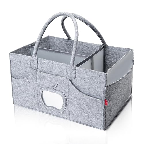 Image of YaKuss Diaper Caddy Organizer for Baby, Changing Table Diaper Basket Caddy Storage Bin Car Organizer, Diaper Storage Caddy, Portable Diaper Caddy Basket for Boys and Girls (Large, 2.0 Grey)