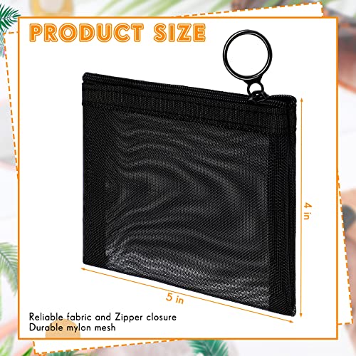Image of Jexine 30 Pcs Mini Mesh Zipper Pouch 5 x 4 Inches, Nylon Bags, Black