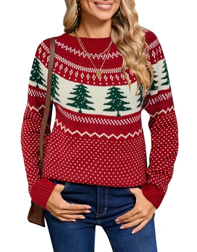 Image of Women's Vintage Fair Isle Pullover Sweater Lightweight Knit Tops