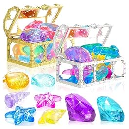 eurNhrN 32 PCS Piscine plongée Jouets coloré plongée Toutes Les Formes Diamant Jouets avec trésor Pirate Box Plastique sous – Marin Tout – Petit Piscine Jouets de Plage Jeux de Plein air