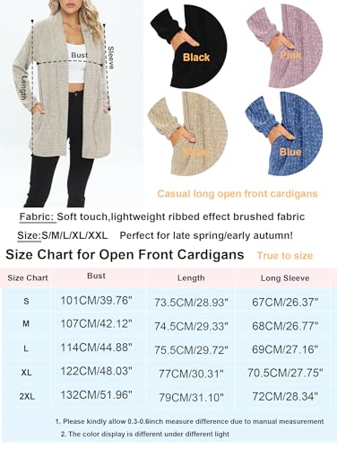 iChunhua Casual Solid Color Longline Open Front Cardigans for Women UK Plus Size Long with Pockets Pink X-Large - Image 6