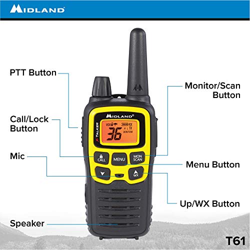 Midland T61Vp3 36 Channel Frs Two-Way Radio - Up To 32 Mile Range Walkie Talkie - Yellow/Black (Pack Of 10) #TOP1