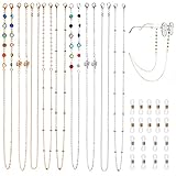 Bekecidi 9 Pieces Eyeglasses Straps Chain, Spectacle Cord Chains, Glasses Chains for Women (Gold, Silver)