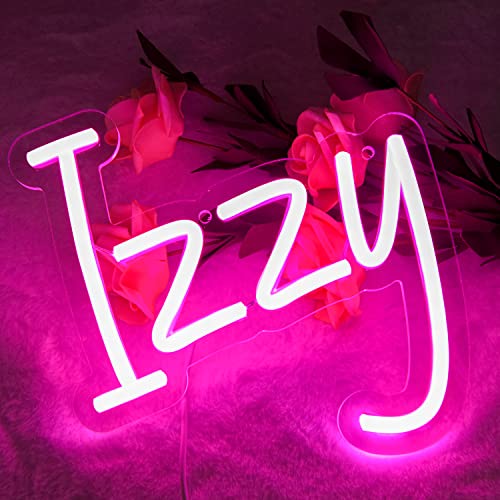 Image of Izzy Name Neon Sign for Wall Decor LED Name Neon Light for Kids Bedroom Birthday Party Decoration,Neon Sign Lexi for Wall Decor,Izzy Birthday Decor for Girl,Size 7.9 * 8.2 Inches(JTLD017-8)