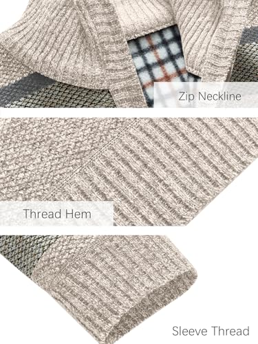 Les umes Mens Half Zip Knit Jumper Sweater Fleece Lined Turtleneck Knitwear Stand Collar Pullover with Pockets3