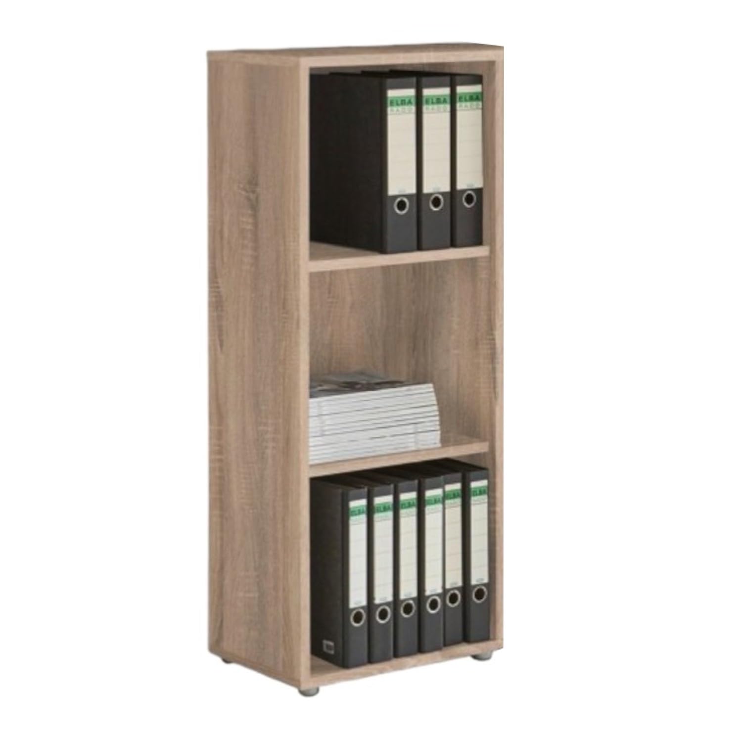 BMG Möbel Office Edition Set 22, armadietto da ufficio con serratura con manici in metallo, prodotto in Germania (rovere Sonoma/bianco lucido)