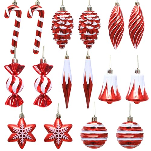 HORDUET 16 Stück Zuckerstangen Deko Set, Weihnachtskugeln...