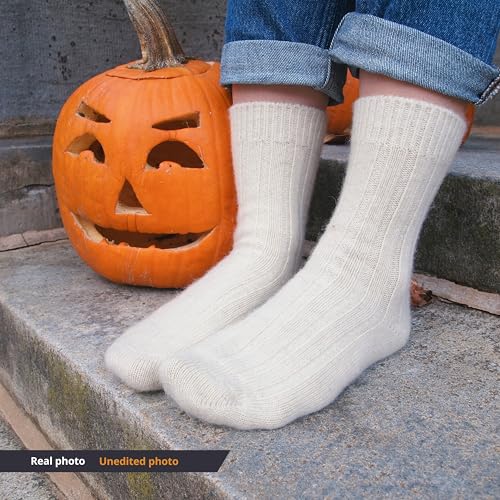 Image of 92% Merino Wool Socks Crew Cozy Heavyweight Home Travel Outdoor Super- Soft Socks, 100% Made in Mongolia