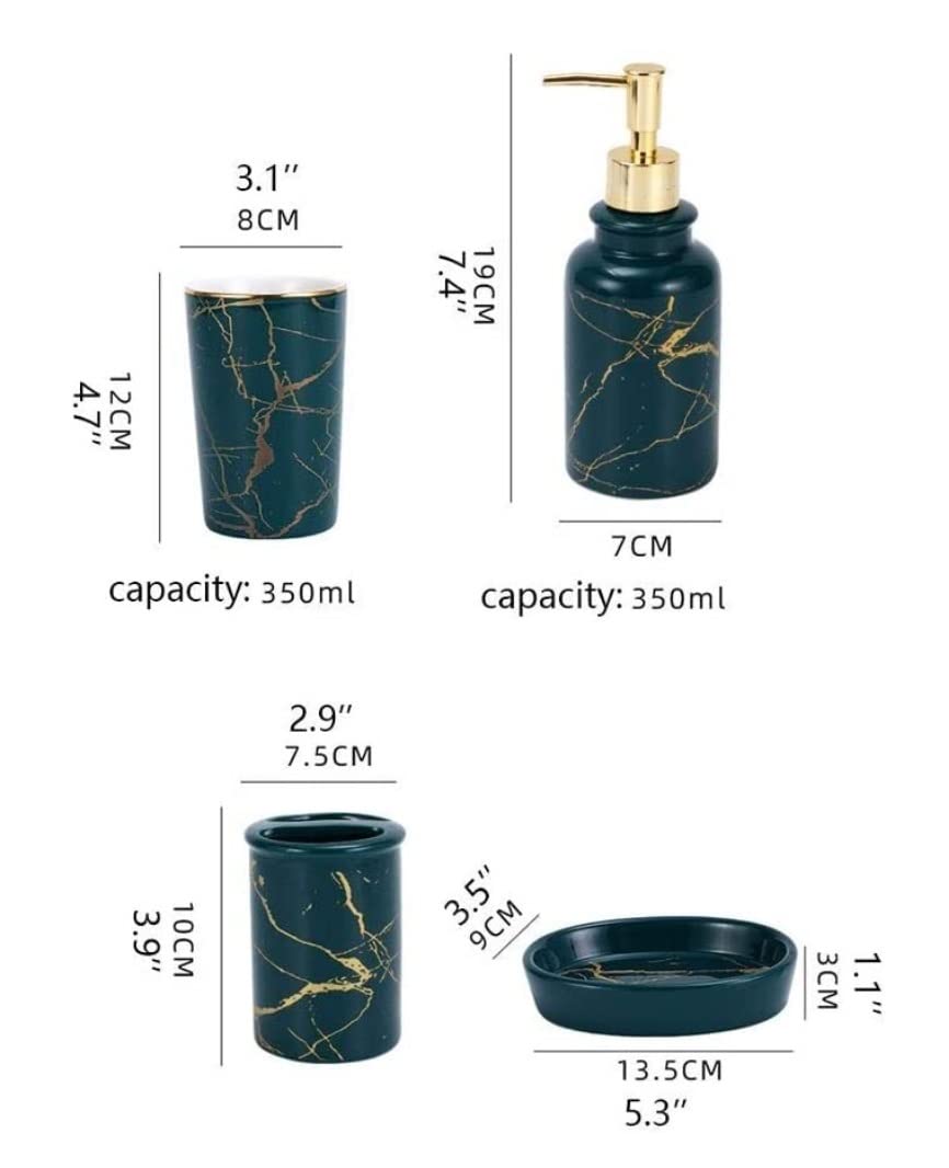 Zestaw łazienkowy Nordic Ceramics Zestaw Akcesoriów Łazienkowych Imitacja Marmuru Uchwyt Na Szczoteczki Do Zębów Dozownik Mydła Kubek Mydelniczka Zestaw Akcesoriów łazienkowych (Color : White Red, S