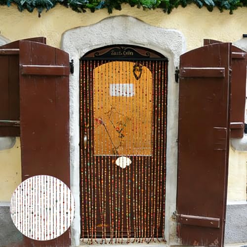 Ayolofei Bambus-Perlenvorhang, 27 Stränge Boho-Perlenvorhang, hängender Bambus-Holzperlenvorhang, Retro, handgefertigt für Türen als Dekoration und Insektenschutz