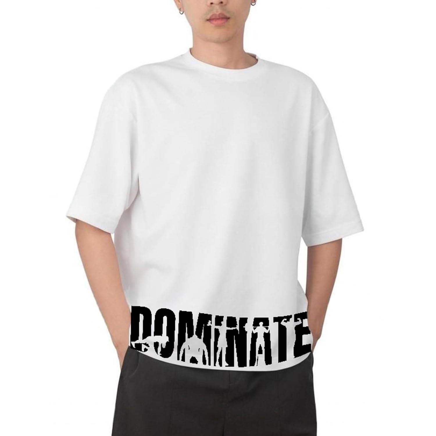 Tshirt Dominate Model : 054 Men Cotton Printed Oversized/dropshoulder/Round Neck White Tshirt for Men Women Unisex-image-21