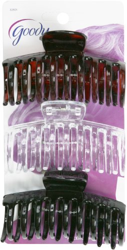 Goody Classics Claw Hair Clip, Medspiral, 3 Count (Pack of 3),(Colors may vary)