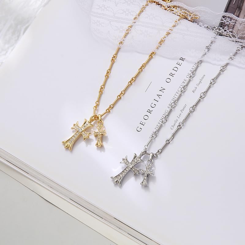 Gold/Silver Cross Necklacefor Women Men, Cross with Cubic Zirconia Necklaces Jewelry, Birthday Christmas Gifts - Image 5