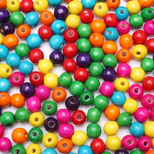 HEART WILD HERZWILD 200pcs Colorful Wooden Beads for Threading 16mm Round Wooden Beads Colored Craft Beads for DIY Jewelry Making (16mm)