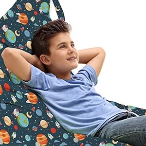 ABAKUHAUS Kinderkamer Zitzak, Planeten van het beeldverhaal in Space, Veel Ruimte om Zacht Speelgoed als Knuffels in op…