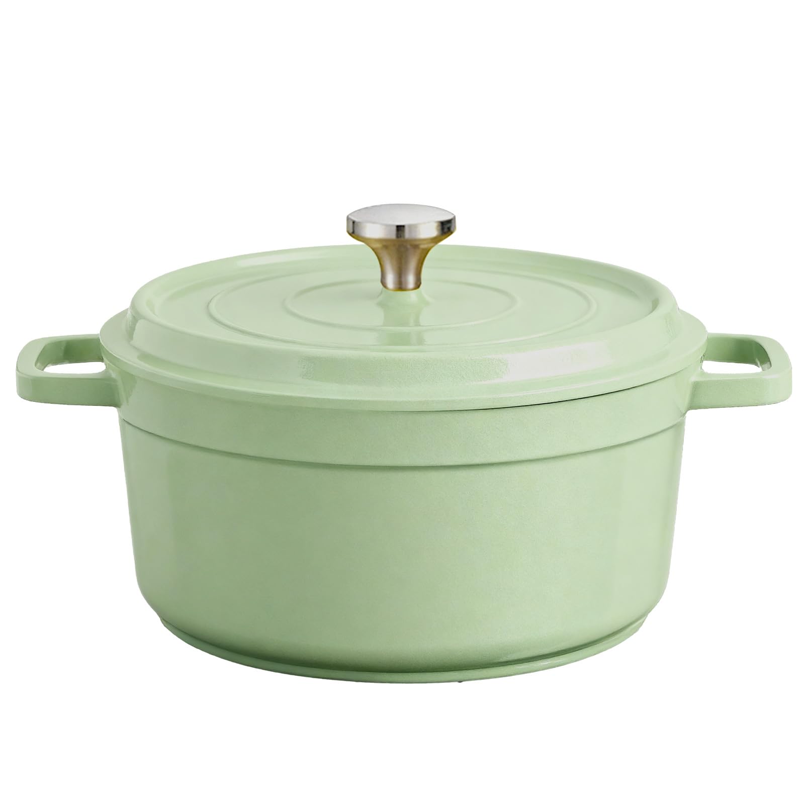 Pentola in ceramica smaltata in alluminio pressofuso, adatta al forno: padella antiaderente, facile da pulire, con coperchio per tutti i piani cottura (verde, 4,75 l)
