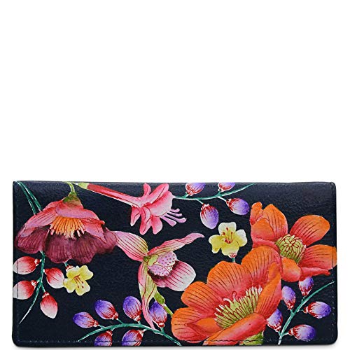 Anuschka Womenâ€™s Genuine Leather Credit Card Case - Hand Painted Original Artwork - Moonlit Meadow