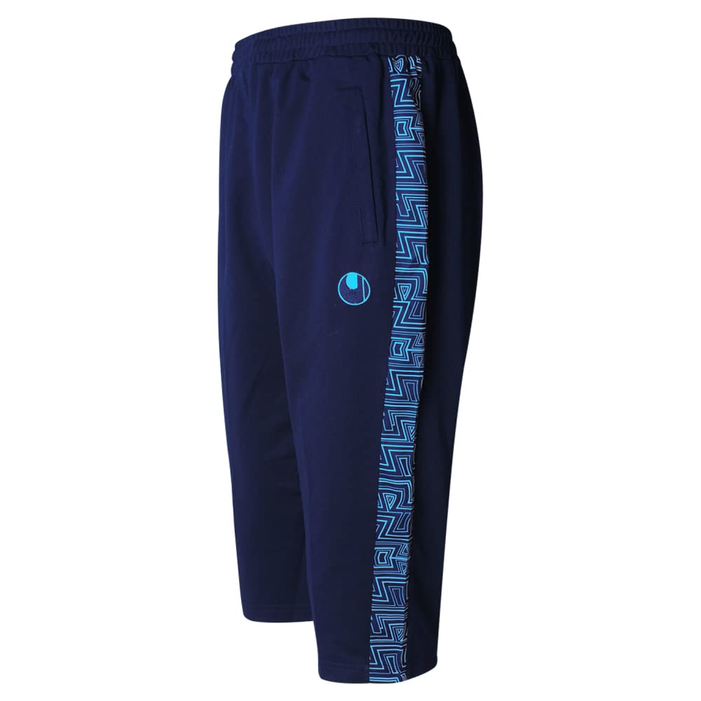 uhlsport Sport Bermuda, Long and comfortable for training, Flexible woven material, Cord in the waistband, With two side pockets, Design on both sides