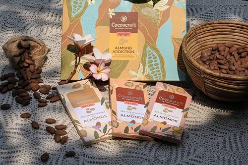 Image of Cocoacraft Almond Addiction | Sugar Free Chocolate Gift Box | Pack of 3 Milk, White & Dark Chocolates | Premium Gift Hamper for Christmas, Birthday, Wedding, Anniversary & Corporate Gifting
