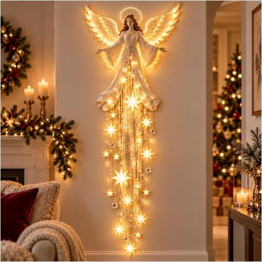 Angel Blessing Star Fall Wall Light, Glowing Angel Christmas Wall Decor - image 1