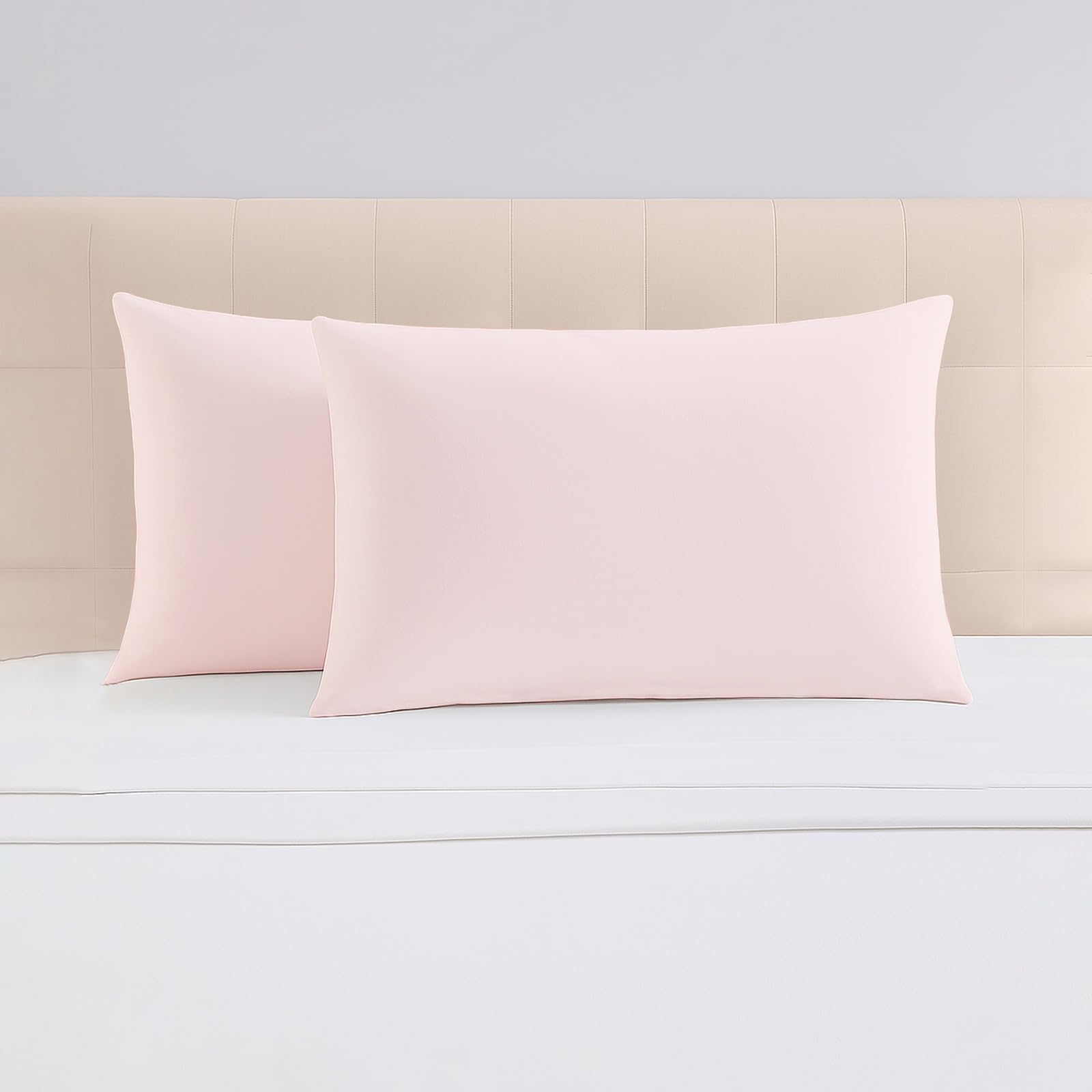 Pizuna Light Pink Luxurios Cotton Housewife Pillowcases 2 Pack 48X74cm, 1000 Thread Count Long Staple Combed Cotton Thick Pillow Cover, Soft Sateen Housewife Pillow Cases (Cooling Pillowcase)