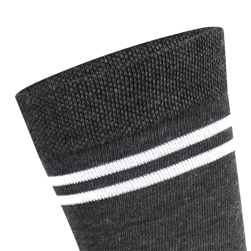 Image of Grey with White Stripes Calf Length Woolen School Socks for Boys &Girls (Pack of 5 Pairs)