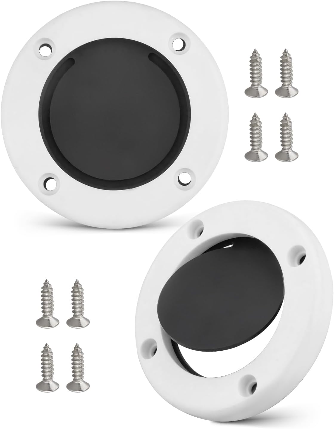 3876-3 Boat Scupper Valve Kit 2-7/8" Self-Bailing Cockpit Drain Rubber Flapper Valve with Gasket Flush Mount Scupper with Retainer Ring and Screws, 2 Pack