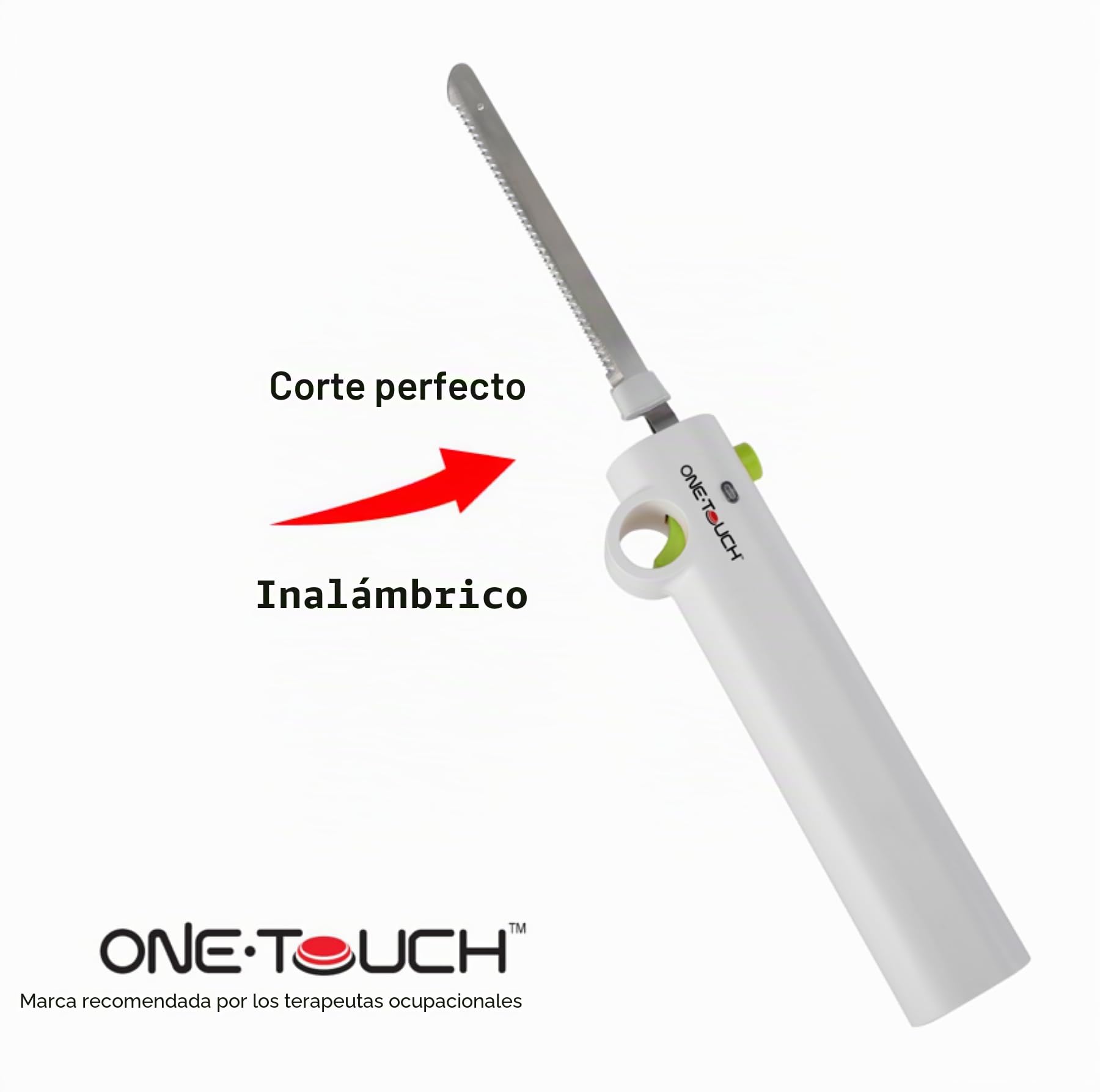 ONE TOUCH KC 157 - Cuchillo eléctrico inalámbrico - Libertad total - Ligero, manejable, potente para cortes precisos sin esfuerzo - Perfecto para personas mayores o con problemas de agarre