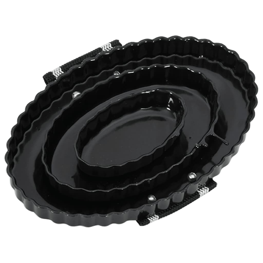 Striegel für Pferde aus Stahl 16x10,5 cm Schwarz 3 Stück mit Griff, Fellpflege Putzzeug für lose Haare, Schmutz und Staub, Pferdepflege Zubehör für Stall, Weide und Reiten