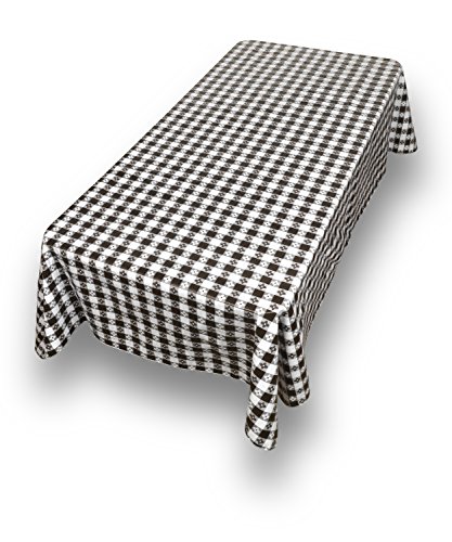 Carnation Home Fashions PFLN-70/16 Picnic Check Vinyl Flannel Backed Tablecloth, 52" x 70", Black/White