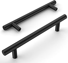 Amerdeco Set of 12 Full Kitchen Cabinet Handles Spacing 128 mm Black Stainless Steel Kitchen Cabinet Handles for Cupboards, Handles, Handles, Kitchen Handles, Kitchen Cabinets