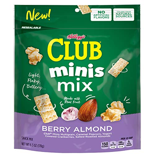 Kellogg's Club Minis Mix, Snack Mix, Berry Almond, 6.3oz Bag(Pack of 6)