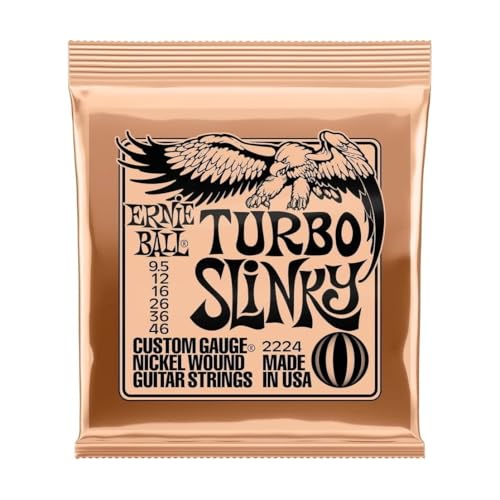 Ernie Ball Turbo Slinky - Cuerdas para guitarra eléctrica, entorchado de níquel, calibre 9,5-46