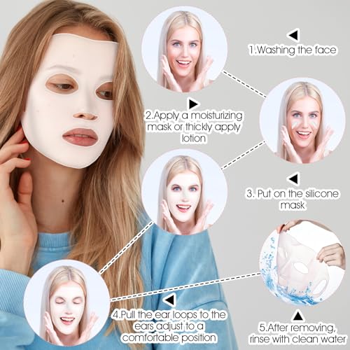 4Pcs Reusable Silicone Face Mask, Moisturizing Skin Care 3D Face Mask Holder for Sleep, Beauty Spa Tools, Suitable for Women's Skin Care (Transparent, Pink, Yellow) - Image 6