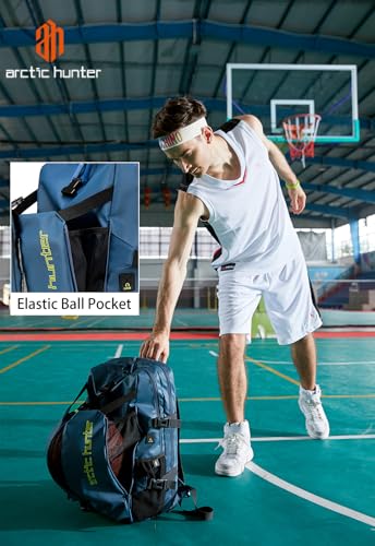 Image of Arctic Hunter Multi-Functional Ball Backpack Separate Ball Pocket, Independent Shoe Pouch, Waterproof Compartment Laptop Sleeve Ideal for Cricket, Basketball, Soccer and Gym (Blue)