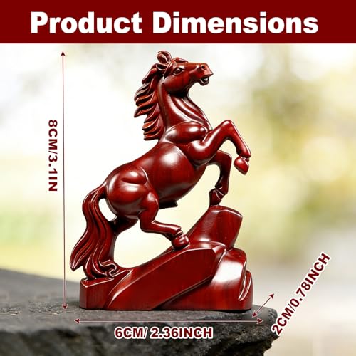 Estatua de caballo Feng Shui chino roja para escritorio miniatura 2