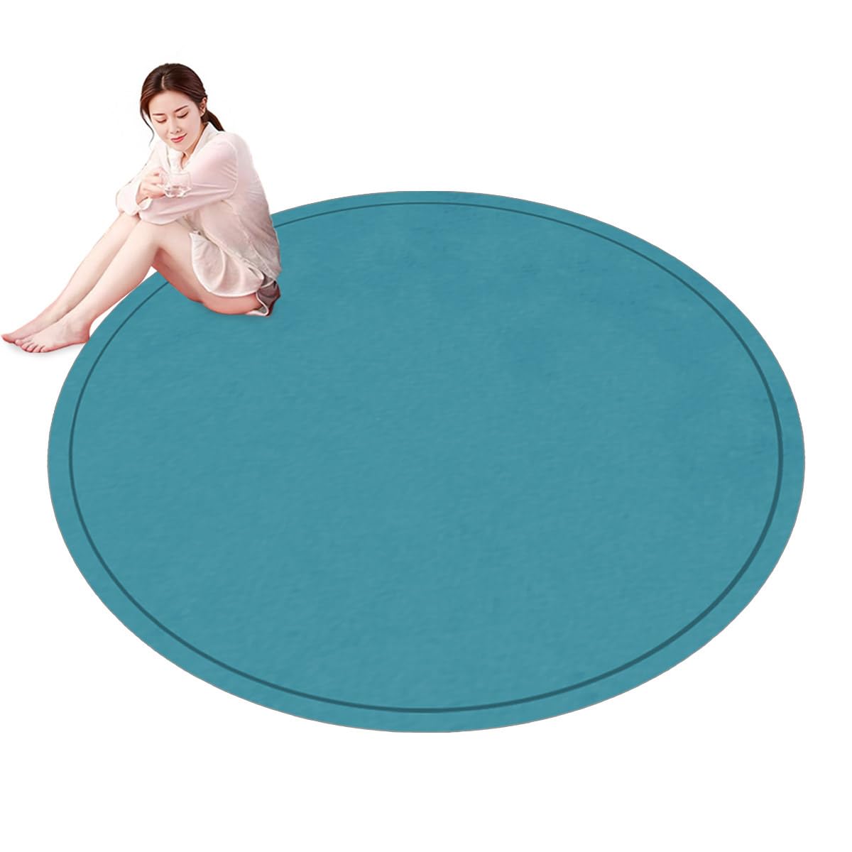 Tapis rond en mousse 120cm bleu doux pour jeu enfant