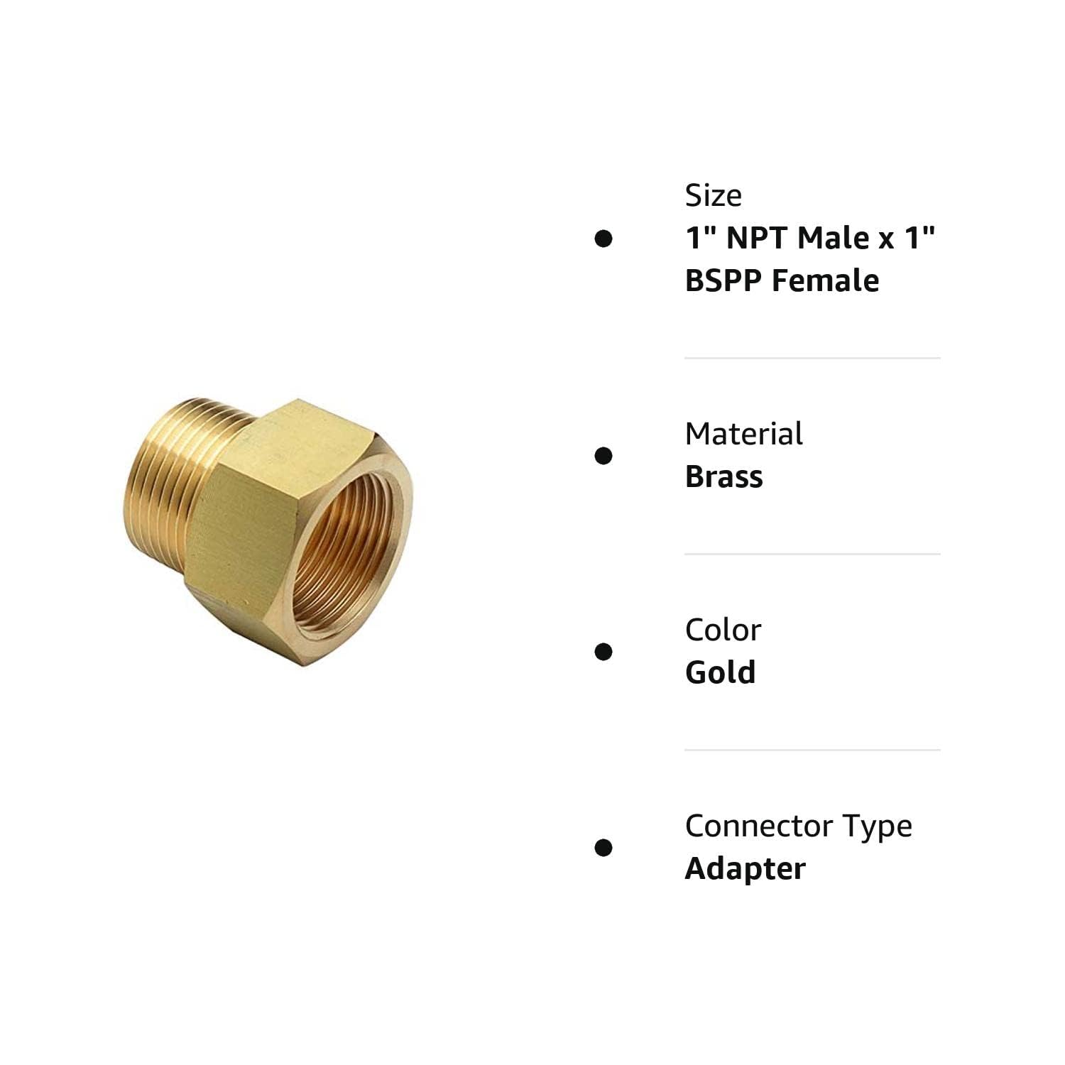 Adaptateur de raccord de tuyau HongBoW Hardware 1 pièce NPT mâle vers G femelle 1 NPT mâle x G 1 BSPP femelle