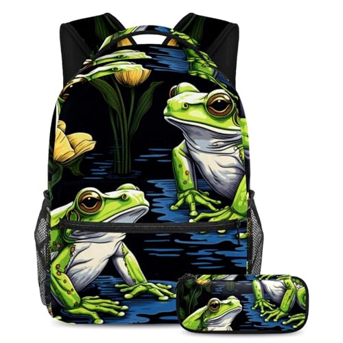 Sac à dos polyvalent grenouille d'étang au motif ludique et coloré