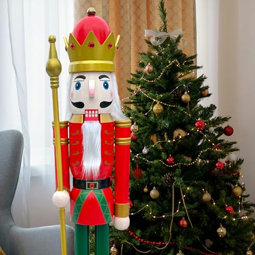 Nussknacker Figur 180 cm 17 CDL K03 Nussknacker aus Holz, mit Zepter, Handbemalter...