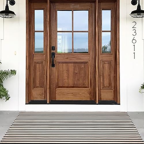 Tapete decorativo rayas blancas y negras 4'x6' miniatura 1