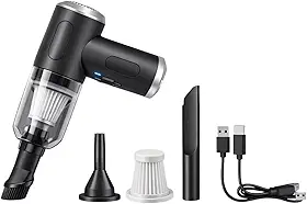 Aspirador Portátil Sem Fio para Carro e Casa – Mini Aspirador Automotivo Recarregável USB com Forte Sucção, de Mão Compacto com Bicos para Cantos, Teclado e Estofados