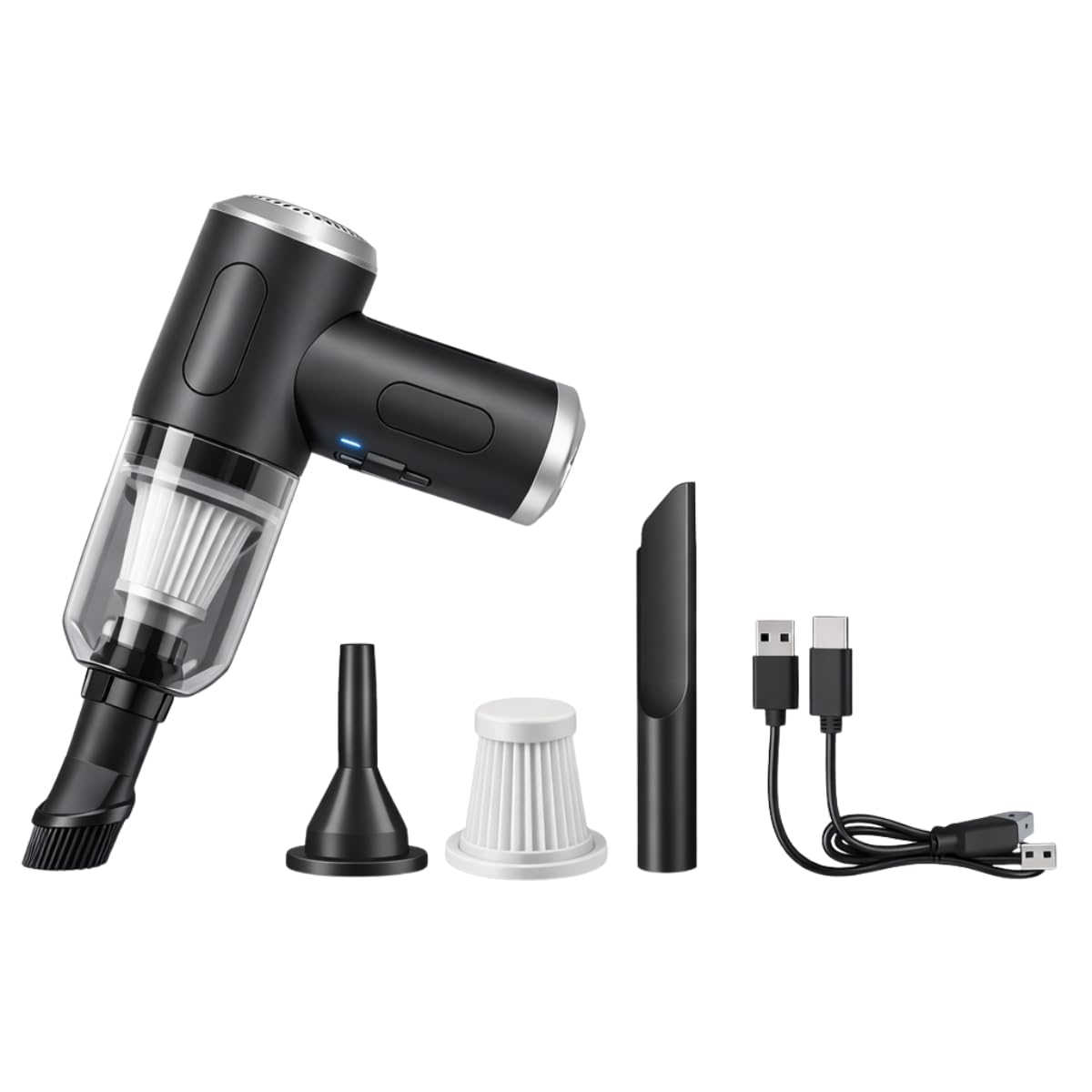 Aspirador Portátil Sem Fio para Carro e Casa – Mini Aspirador Automotivo Recarregável USB