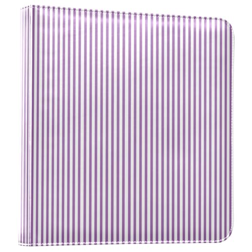 Álbum de Fotos Autoadhesivo DIY Scrapbook Color Lila Claro con Rayas Blancas, Encuadernador de 3 Anillos, 40 Páginas, 8x10 para Recuerdos miniatura 1
