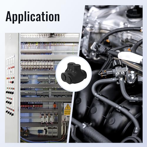 Image of RVBOATPAT 2 Port Dual Entry Insulated Multi Tap Connector 2 /0-6 AWG Aluminum Wire Connector Splice Electrical Power Connector 3 /16 inch Allen Hex - 6 Pack