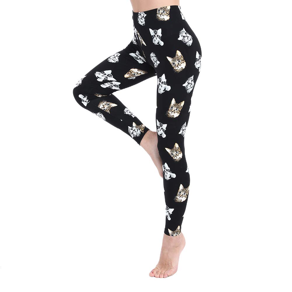 ZOOSIXX High Waisted Workout Pants for Women, Black Print Buttery Soft Yoga Leggings