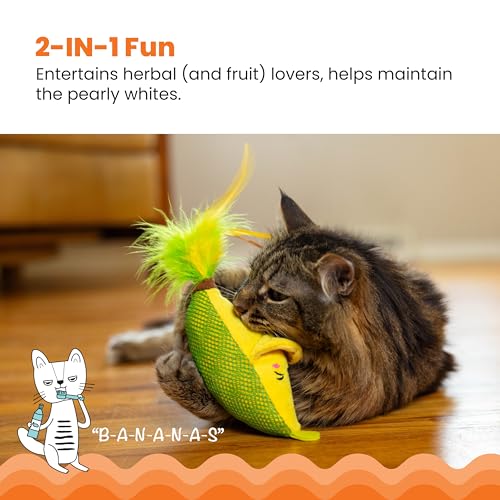 Image of Catstages Peelin' Good Banana Kicker Dental Catnip Toy, Yellow