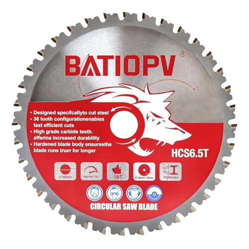 BATIOPV Hoja de sierra circular 190 x 30 mm, 48 dientes para cortar acero, aluminio y tuberías metálicas - Compatible con Dewalt y Makita, Einhell, Bosch