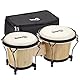 Rockjam RJ-100300 7 und 8 Bongo-Set mit gepolstertem Beutel und Tuningschlüssel natürlich