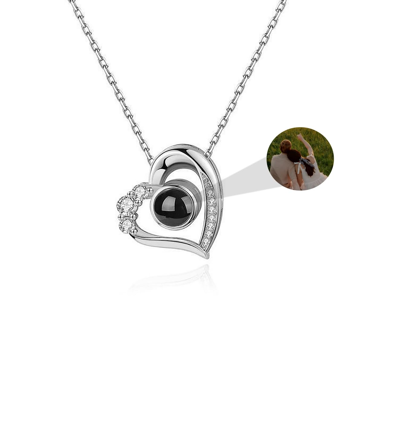 Aina LightingCollar con Foto Proyeccion Collar personalizada con Foto Dentro Te Amo Collar 100 Languges Círculo de Diamantes Colgante Joyas Regalos para Mujeres